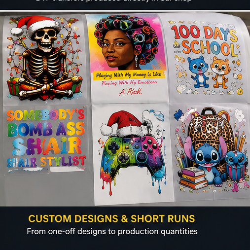 Custom DTF designs and short runs