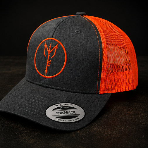 Orange and charcoal embroidered snapback